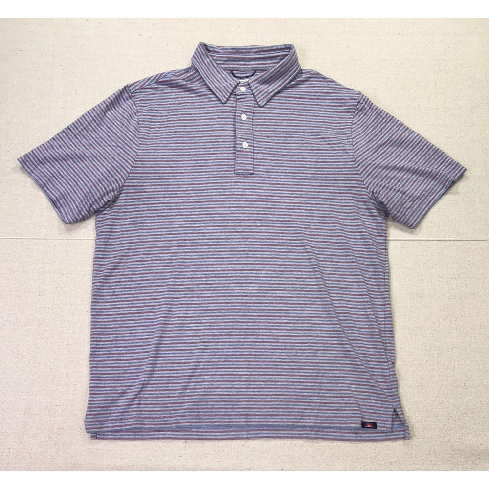 Faherty Mens Large Golf Polo Striped Pima Cotton Modal Shirt Casual Wear